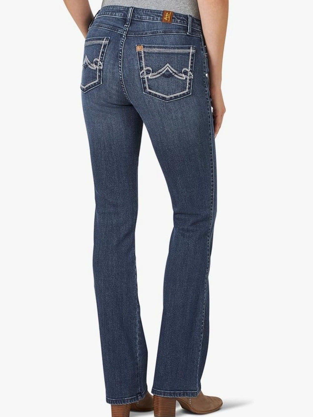Wrangler Aura Mid-Rise Straight Jeans in Dark Blue